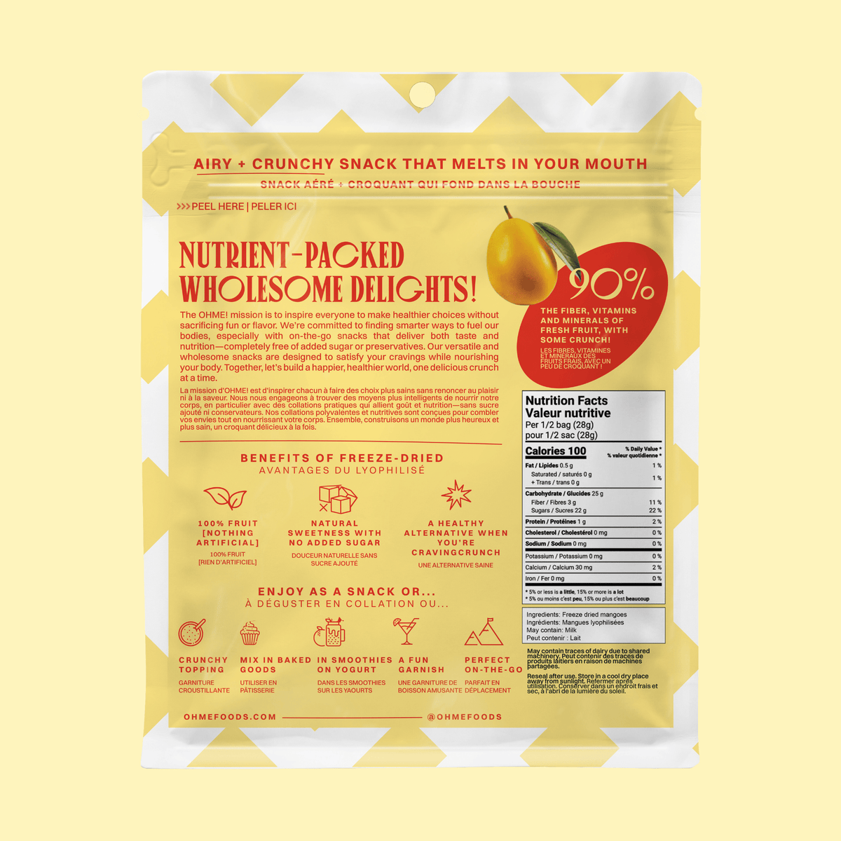 OHME! Freeze-Dried Mangoes (Sliced) 56g - Princess and the Pea Boutique