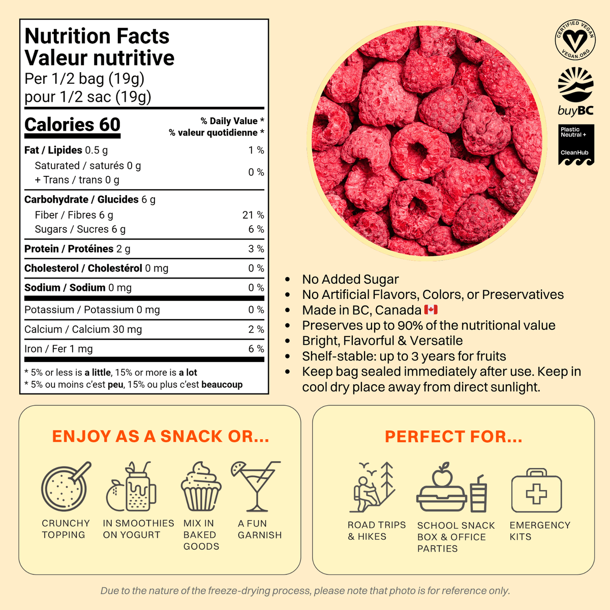 OHME! Freeze-Dried Raspberries (Whole) 38g - Princess and the Pea Boutique