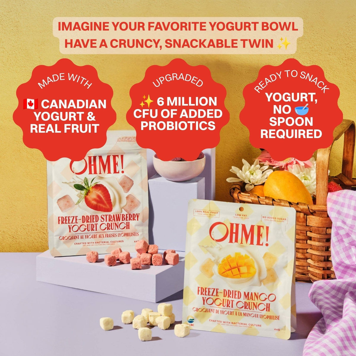 OHME! Strawberry Yogurt Crunch Snack Size 16g - Princess and the Pea Boutique