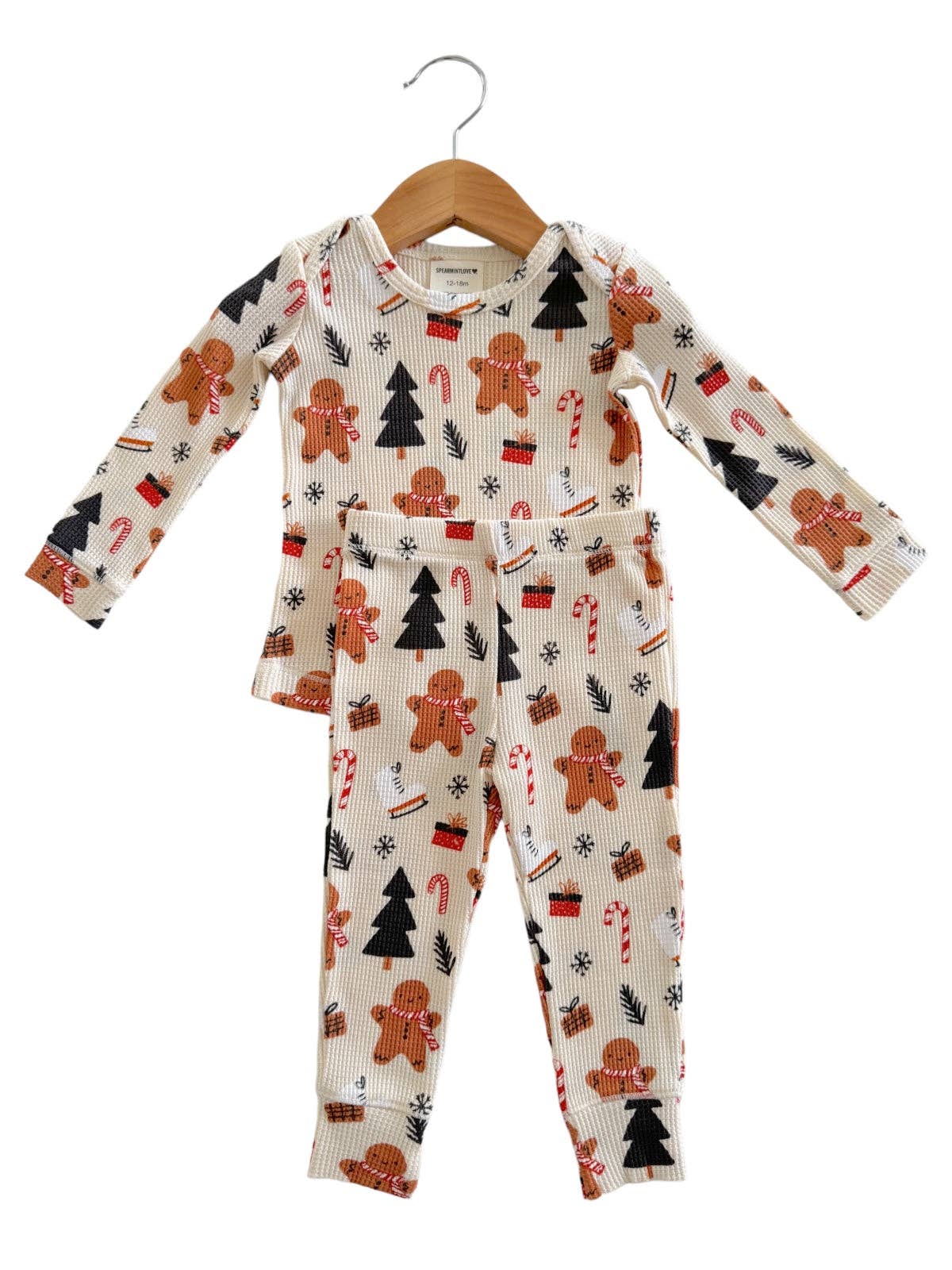 Organic Waffle 2 - Piece Set - Gingerbread Wonderland Snow: - Princess and the Pea Boutique