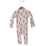 Organic Waffle Basic Zip Footie - Candy Cane - Princess and the Pea Boutique