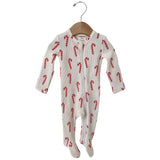 Organic Waffle Basic Zip Footie - Candy Cane - Princess and the Pea Boutique