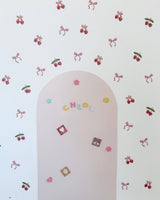 Peel & Stick Fabric Wall Stickers - Cherries & Bows - Princess and the Pea Boutique