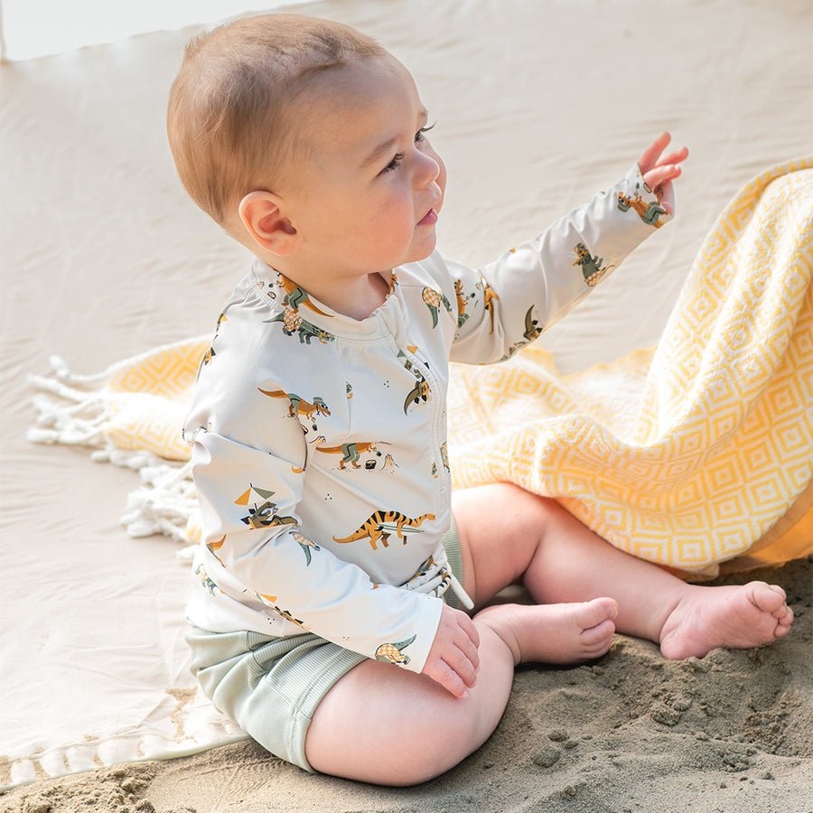 Petit Lem Beach Dinos & Sage Rashguard Set - Princess and the Pea Boutique