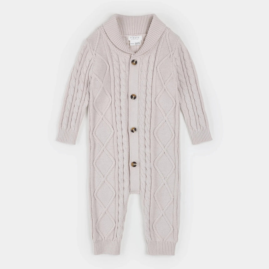 Petit Lem Beige Sweater Knit Playsuit - Princess and the Pea Boutique