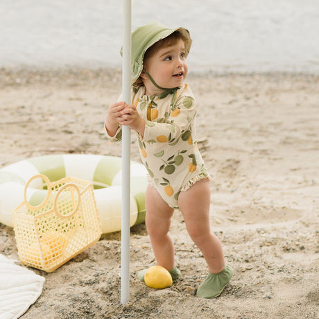 Petit Lem Citrus Print on Antique White Long - Sleeve One - Piece Swimsuit - Princess and the Pea Boutique