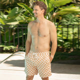 Petit Lem Orange Checkerboard Men's Swim Trunks - Princess and the Pea Boutique