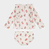 Petit Lem Strawberry Print on Crème Long - Sleeve Rashguard Set - Princess and the Pea Boutique