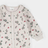 Petit Lem Winterberry Holly Print on Beige Thermal Sleeper - Princess and the Pea Boutique