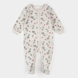 Petit Lem Winterberry Holly Print on Beige Thermal Sleeper - Princess and the Pea Boutique