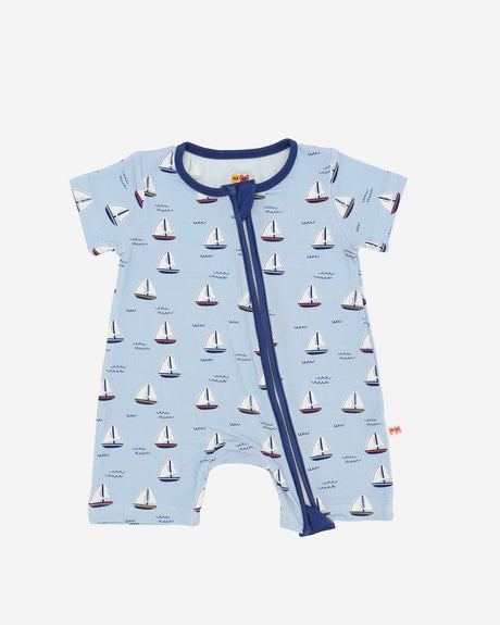 Petite Hailey Bamboo Short - Sleeve Zipper Romper - Princess and the Pea Boutique