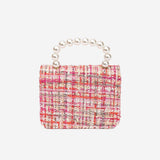 Petite Hailey Flower Tweed Tote - Dark Pink - Princess and the Pea Boutique