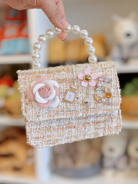 Petite Hailey Flower Tweed Tote - Ivory - Princess and the Pea Boutique