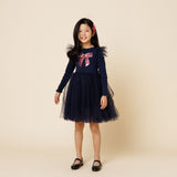 Petite Hailey Frill Bow Tutu Dress Navy - Princess and the Pea Boutique