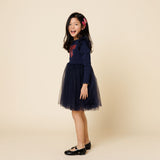 Petite Hailey Frill Bow Tutu Dress Navy - Princess and the Pea Boutique