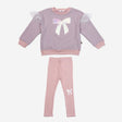 Petite Hailey Glitter Bow Frill Sweatshirt Set - Pink - Princess and the Pea Boutique