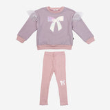 Petite Hailey Glitter Bow Frill Sweatshirt Set - Pink - Princess and the Pea Boutique