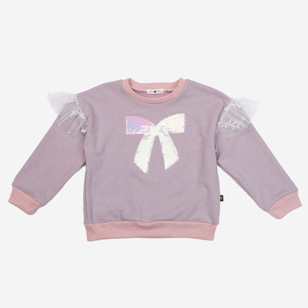 Petite Hailey Glitter Bow Frill Sweatshirt Set - Pink - Princess and the Pea Boutique