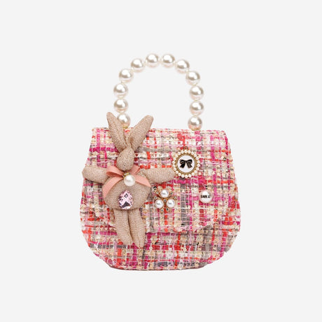 Petite Hailey Rabbit Tweed Tote - Dark Pink - Princess and the Pea Boutique