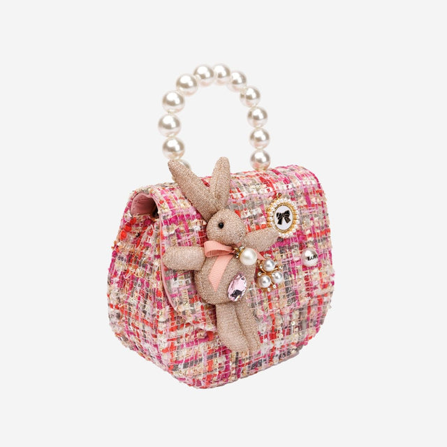 Petite Hailey Rabbit Tweed Tote - Dark Pink - Princess and the Pea Boutique