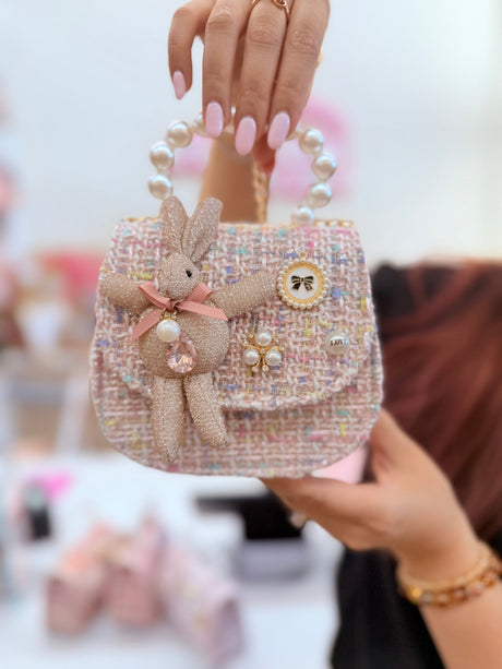 Petite Hailey Rabbit Tweed Tote - Light Pink - Princess and the Pea Boutique