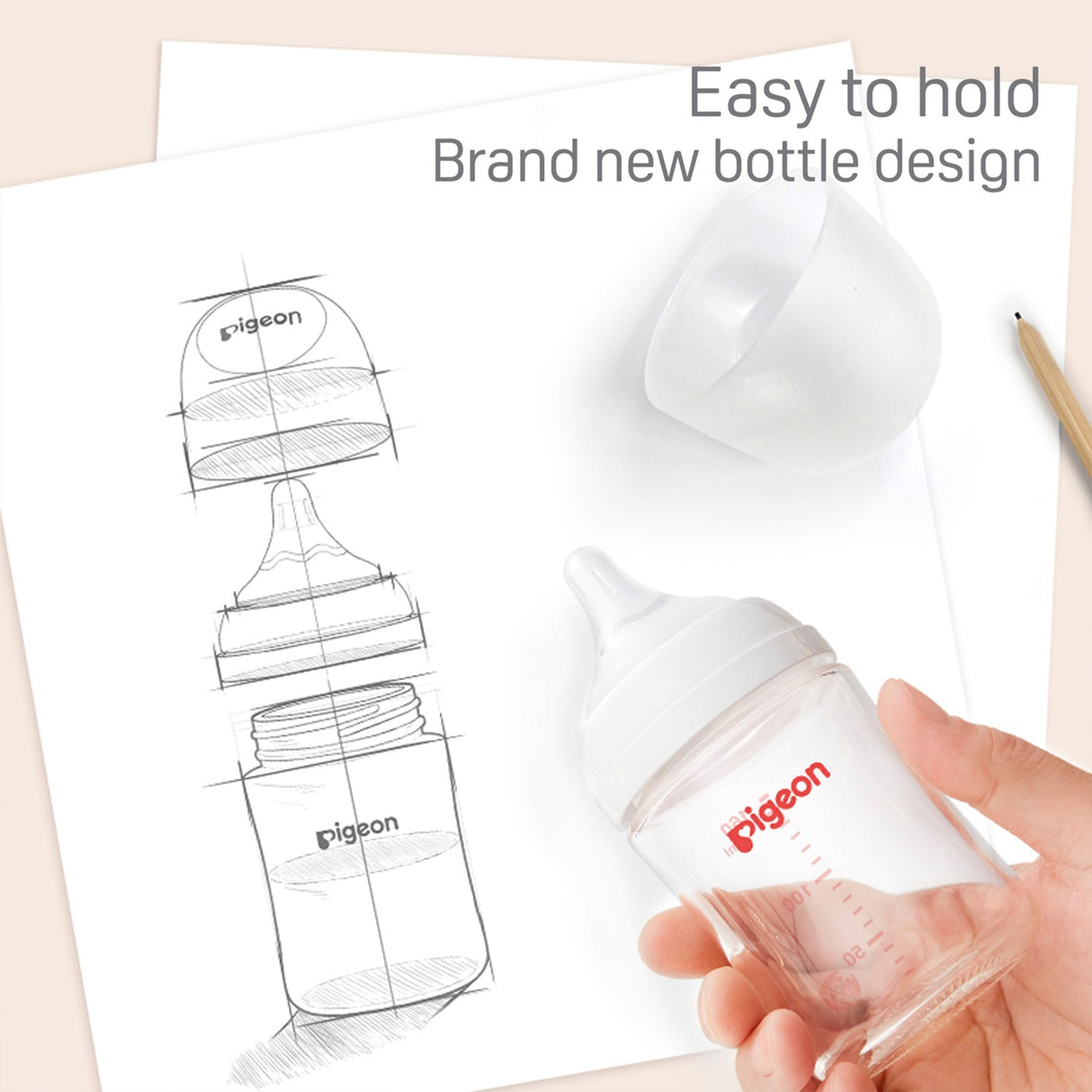 Piegon Glass Bottle 8oz (1 - Pack) with M Nipple (3M+) - Princess and the Pea Boutique
