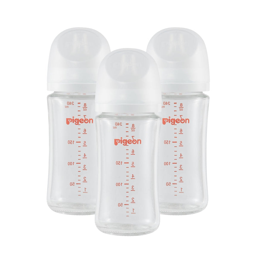 Piegon Glass Bottle 8oz (3 - Pack) with M Nipple (3M+) - Princess and the Pea Boutique