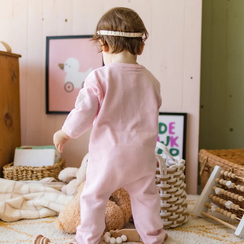 Pink knit one - piece with patterns - Princess and the Pea Boutique