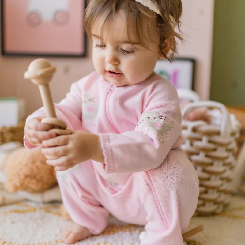 Pink knit one - piece with patterns - Princess and the Pea Boutique