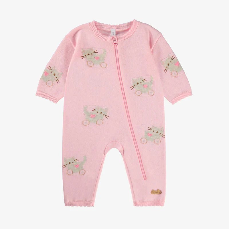 Pink knit one - piece with patterns - Princess and the Pea Boutique