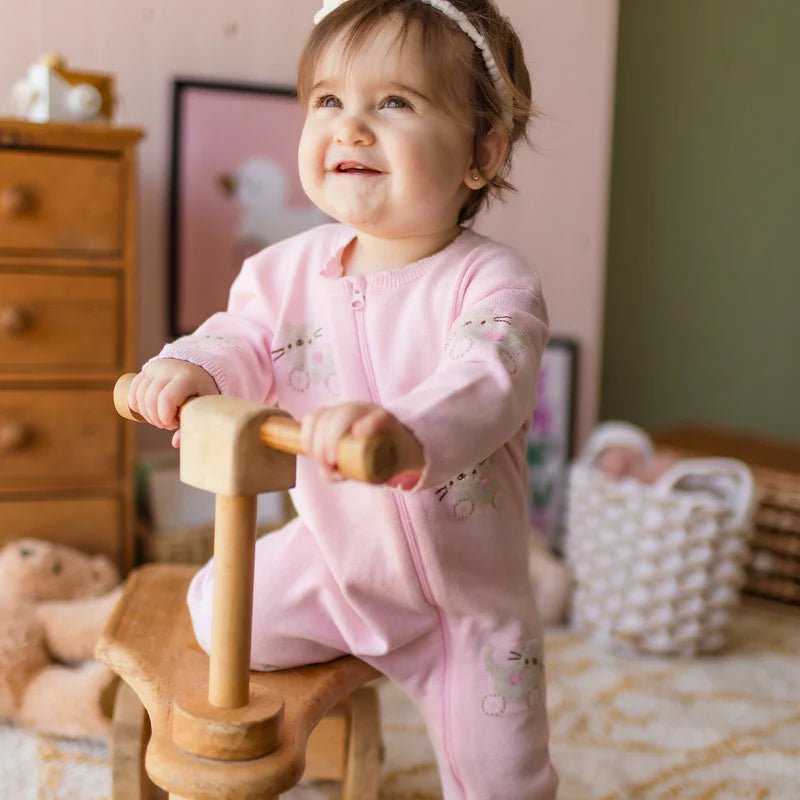 Pink knit one - piece with patterns - Princess and the Pea Boutique