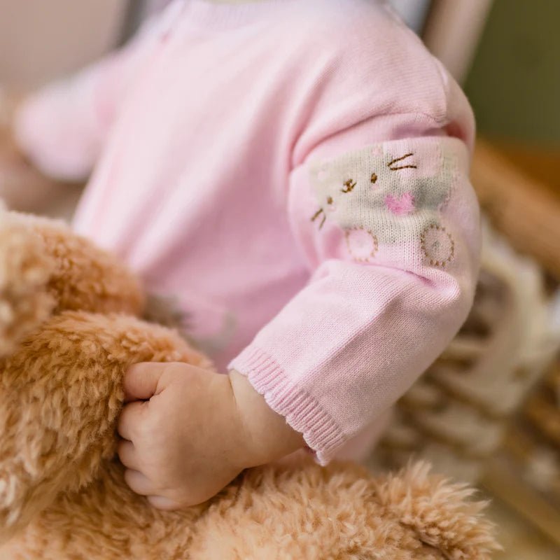 Pink knit one - piece with patterns - Princess and the Pea Boutique