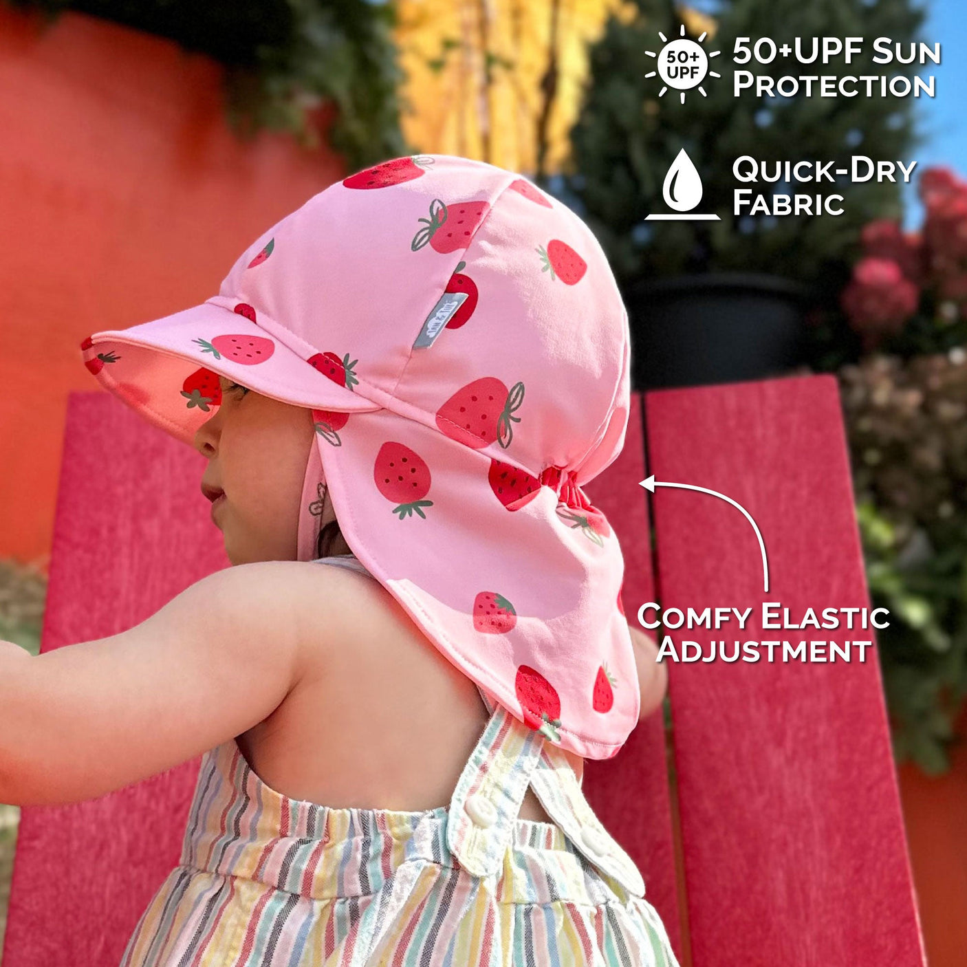 Pink Strawberry Sun Soft UV Baby Caps - Princess and the Pea Boutique