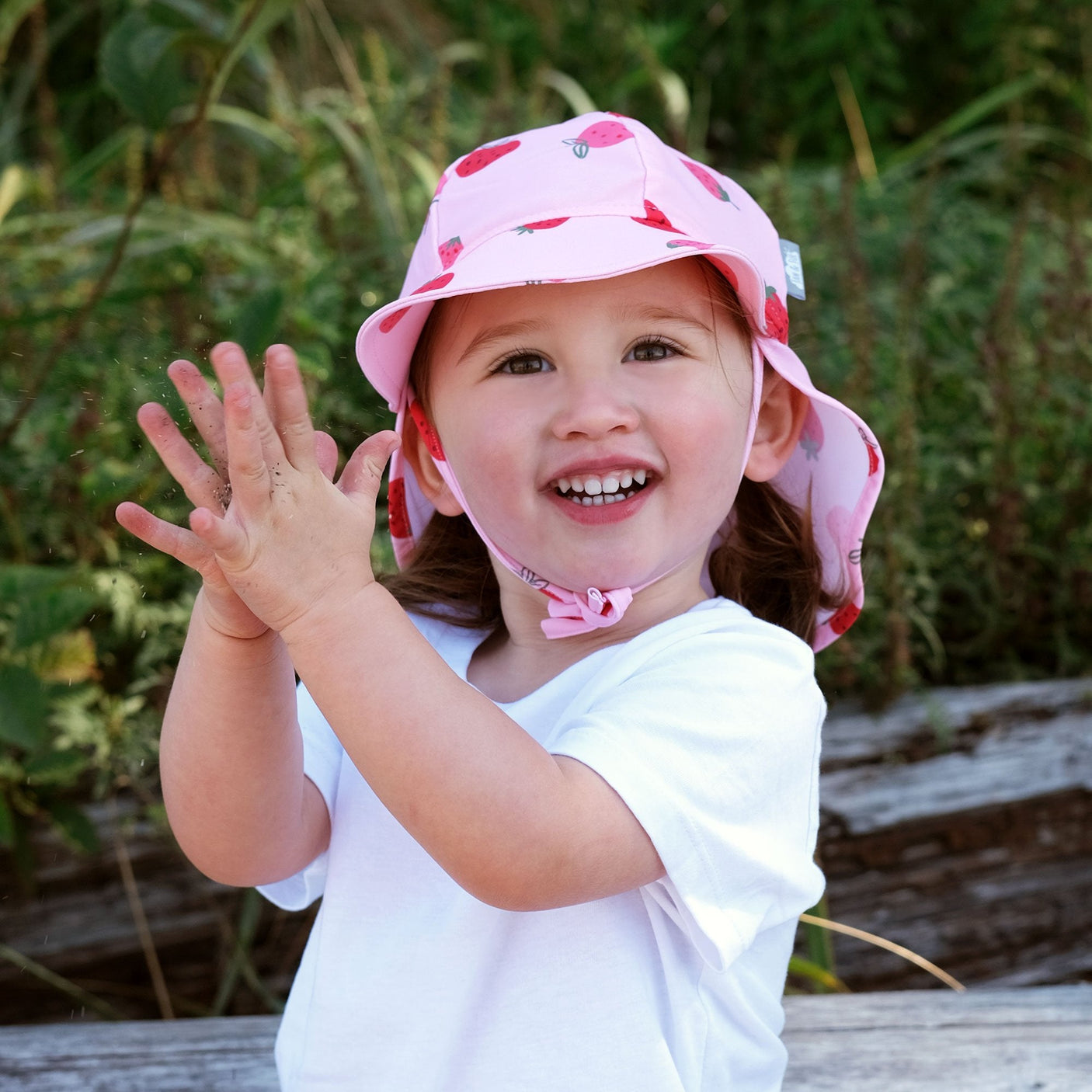 Pink Strawberry Sun Soft UV Baby Caps - Princess and the Pea Boutique