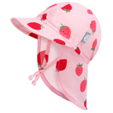 Pink Strawberry Sun Soft UV Baby Caps - Princess and the Pea Boutique