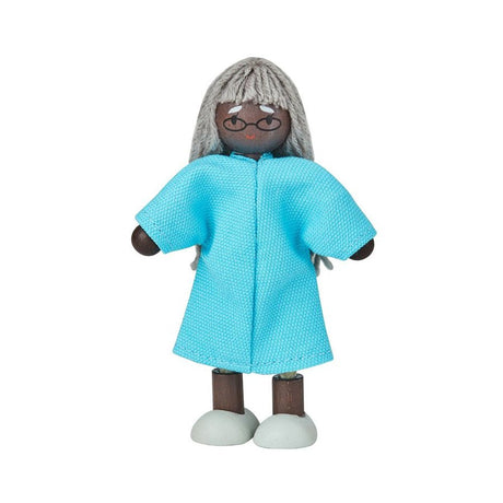 PlanToys Grandmother Dollhouse Figure - Dark Skin Tone - Princess and the Pea Boutique