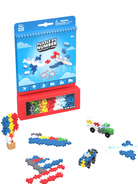 Plus - Plus Puzzle by number - Activity Pad – Transportation 125pcs - Princess and the Pea Boutique