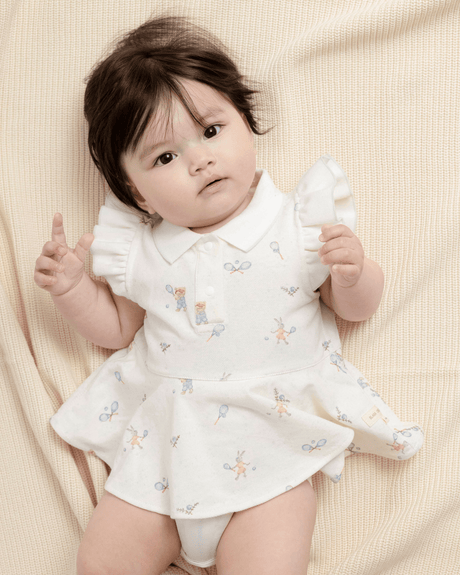 Polo Ruffles Bodysuit - Tennis Print - Princess and the Pea Boutique
