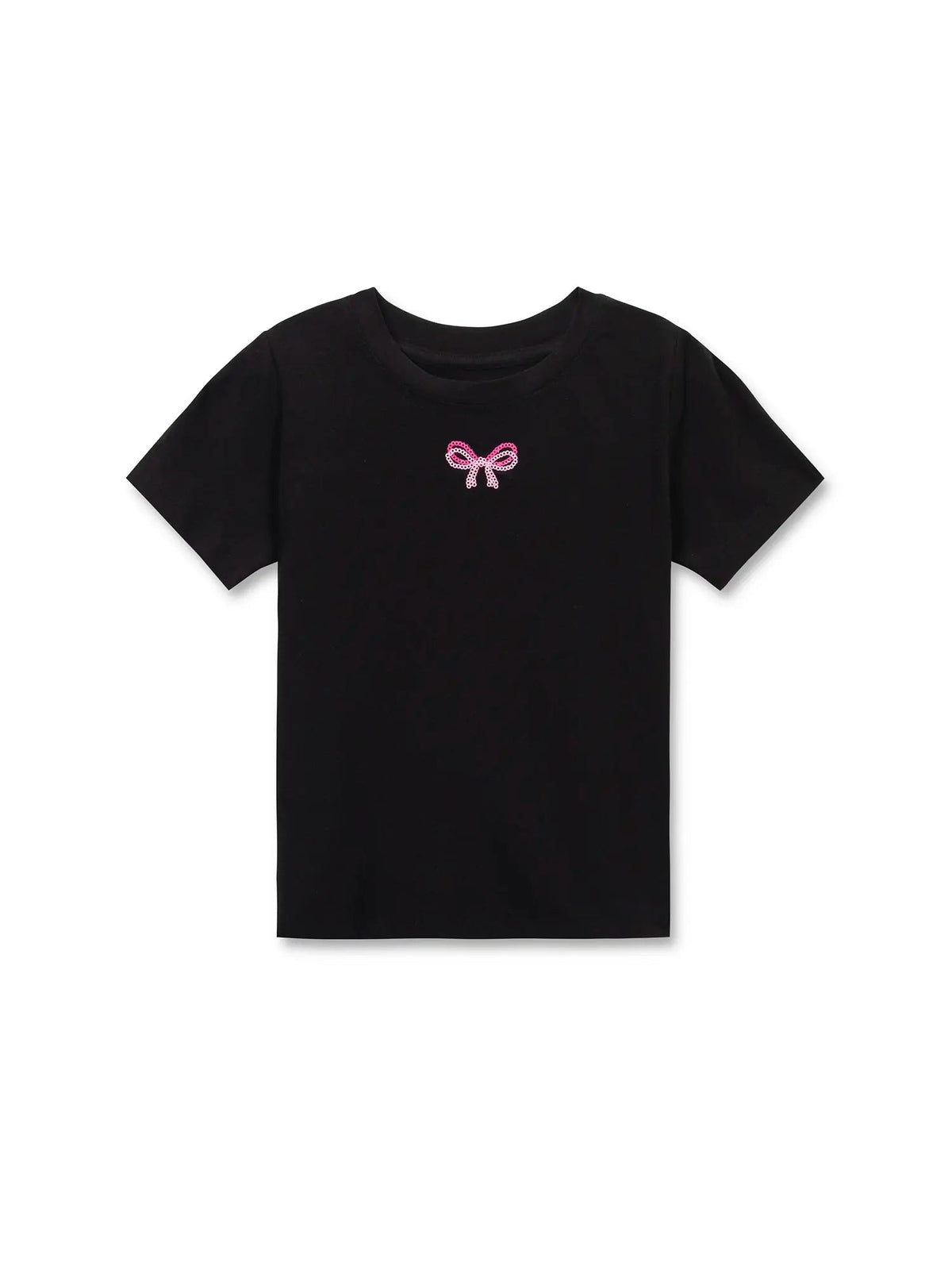 Preppy Goose Sequin Bow Short Sleeve Tee - Princess and the Pea Boutique