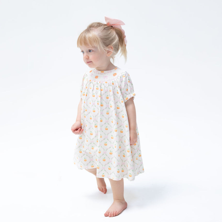 Angel Dear Puff Sleeve Bishop Dress and Bloomer - Pretty Pumpkin Trellis