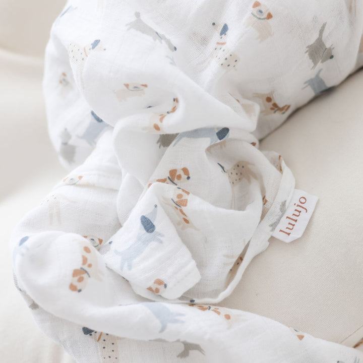 Lulujo Puppy Dog &amp; Stars - Lot de 2 langes en coton