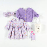 Purple headband with all over print, newborn - Princess and the Pea Boutique