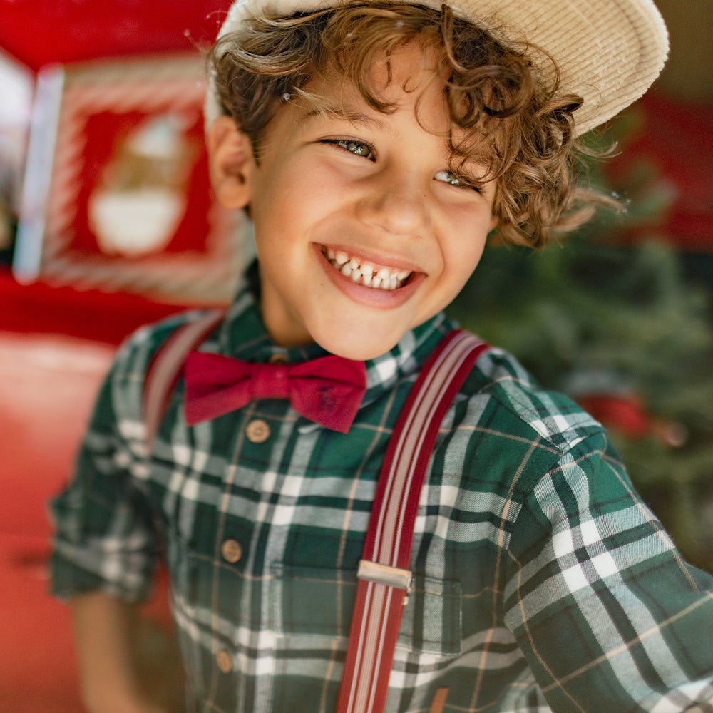 Red Corduroy Bow Tie - Reindeer - Princess and the Pea Boutique