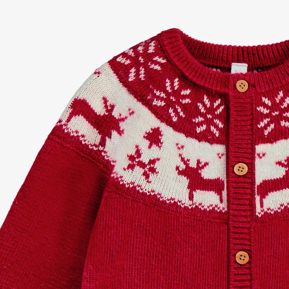 Red knit one - piece with jacquard patterns - Princess and the Pea Boutique