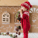 Red knit one - piece with jacquard patterns - Princess and the Pea Boutique