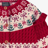 Red Knitted Cardigan with Jacquard Patterns, Baby - Princess and the Pea Boutique