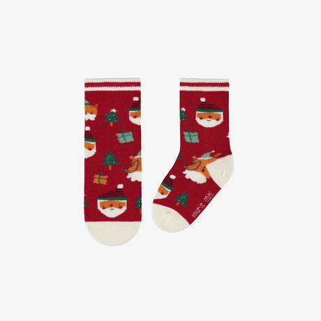 Red socks with festive patterns, baby - Princess and the Pea Boutique