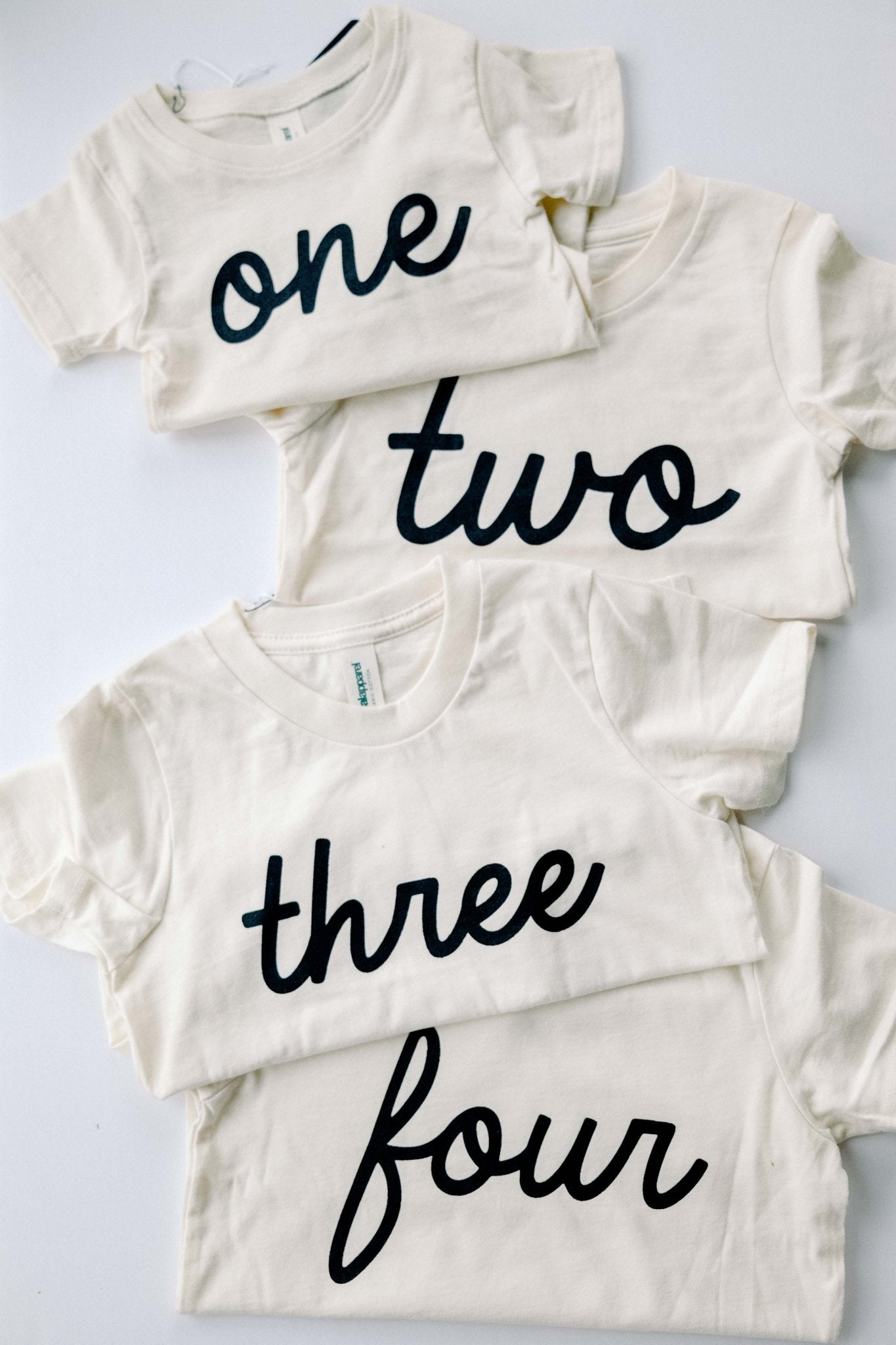 Script "Four" Cream Organic Baby & Kids Tee - Princess and the Pea Boutique