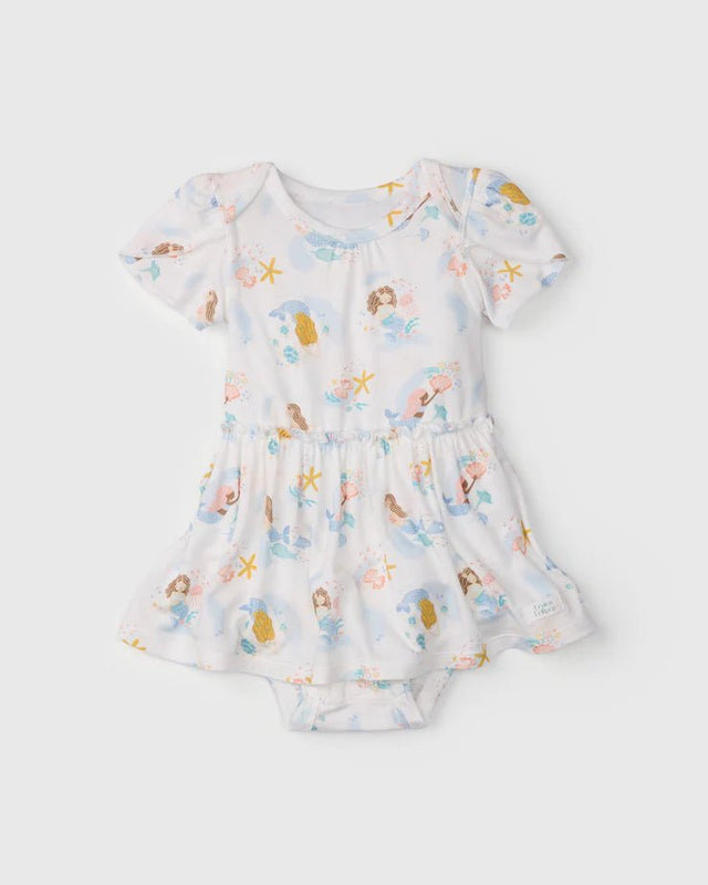 Short Sleeve Bodysuit Dress - Mermaids - Princess and the Pea Boutique