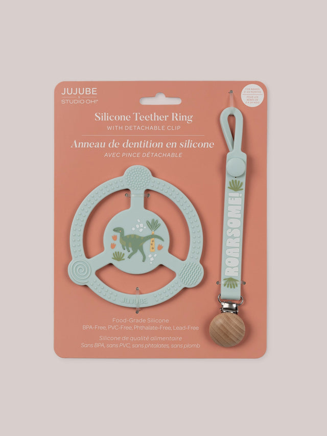 Silicone Teether Ring & Detachable Clip - Roarsome - Princess and the Pea Boutique